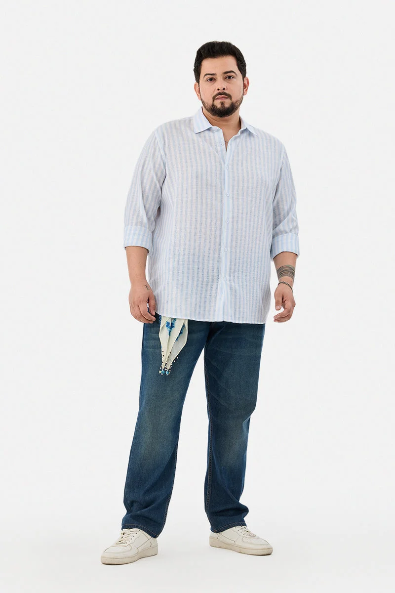 سنيتش Regular Fit Stripes Plus Size Shirt